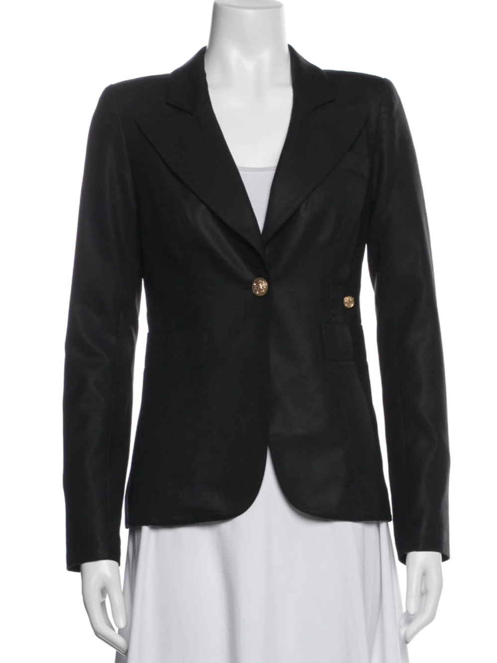 Smythe Black Tailored Blazer with Gold Buttons